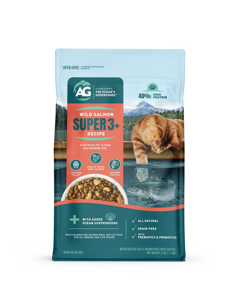 Alaskan Gold SUPER3+ Saumon Lyophilisé – Croquettes Sans Céréales pour Chats (3 lb)