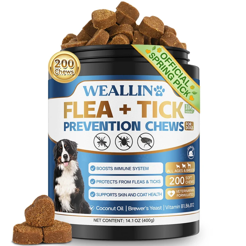 WEALLIN – Prévention Puces et Tiques pour Chiens, 200 Bouchées Douces