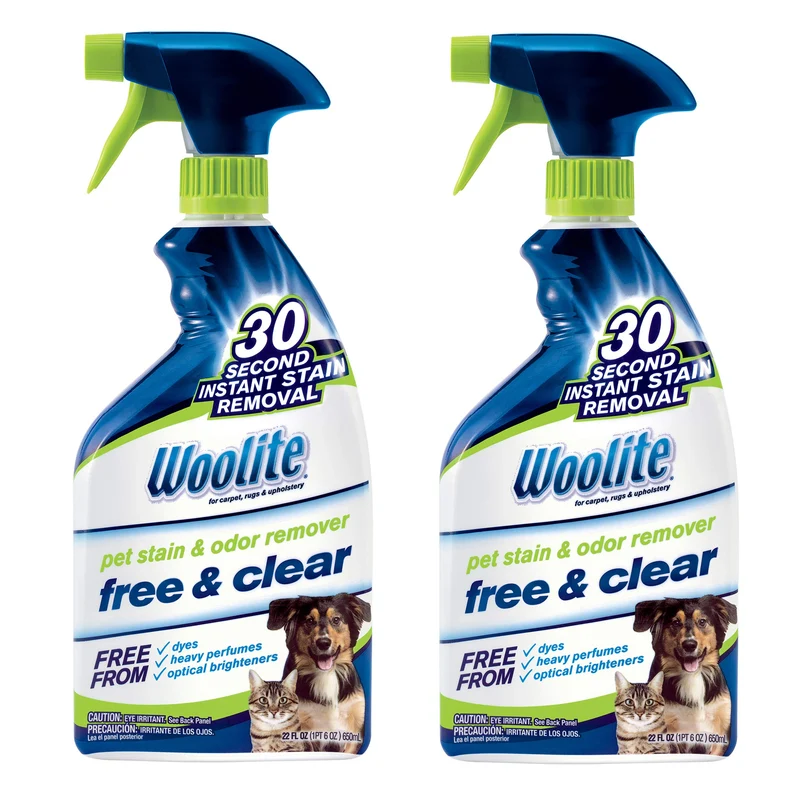 Bissell Woolite Free & Clear – Détachant taches et odeurs pour animaux, lot de 2 bouteilles de 22 oz (2719)