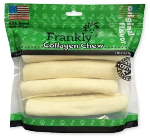 Frankly Original Rouleaux à Mâcher Boeuf Naturels avec Collagène – Fabriqué aux États‑Unis – Lot de 4 rouleaux 18–20 cm