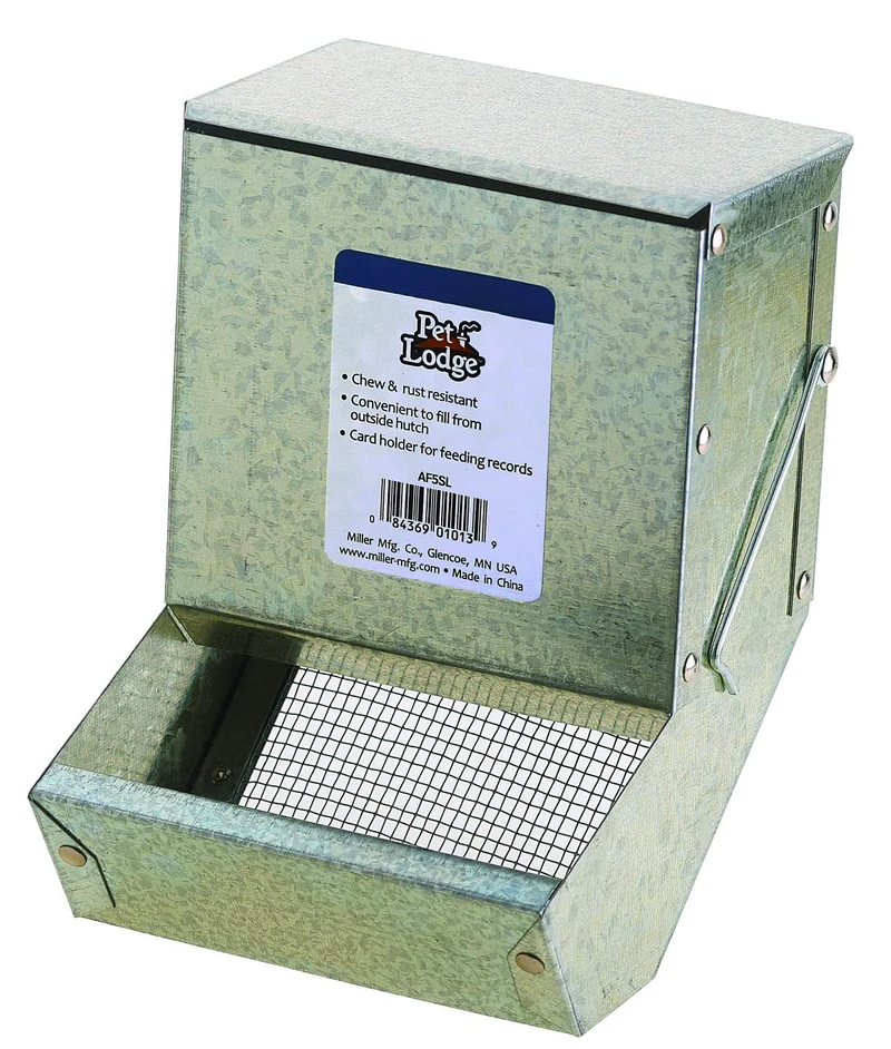 Pet Lodge® Mangeoire en acier pour petits animaux avec couvercle et tamis — 5 pouces