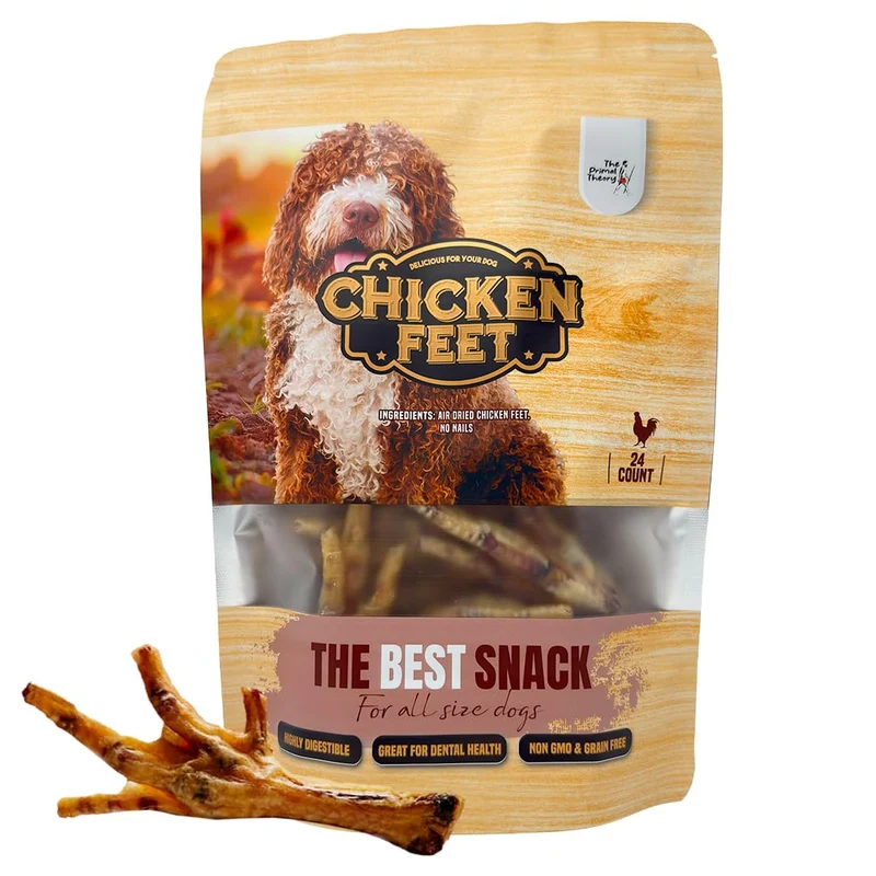 The Primal Theory – Pattes de poulet séchées pour chiens – Friandises digestibles, États‑Unis, boîte de 24