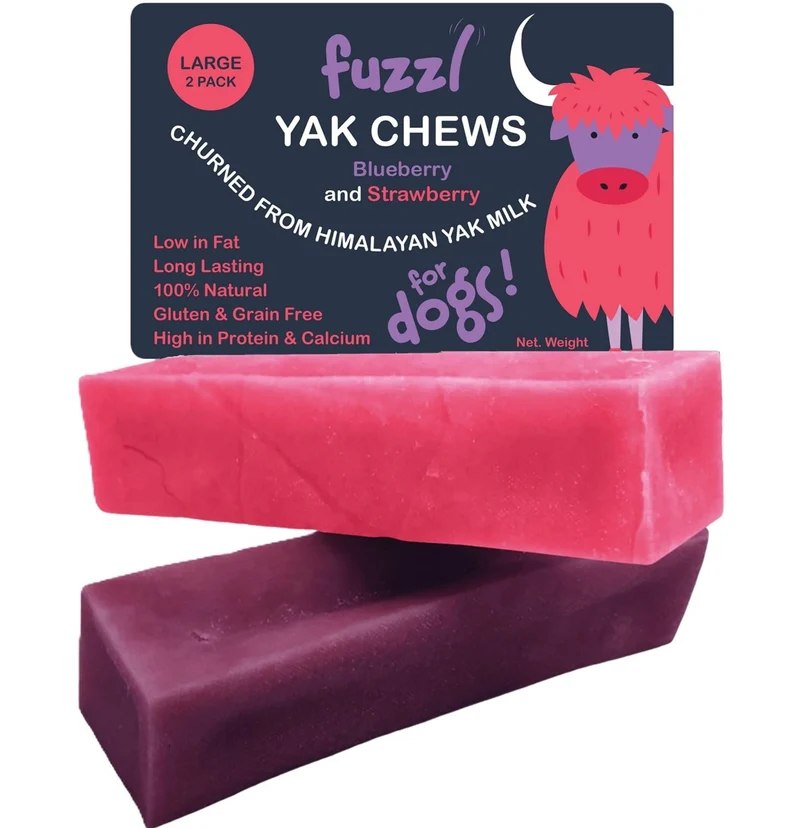 Fuzzl Yak Chews Himalayan – Friandises Naturelles au Bleuets et Fraises pour Chiens – Lot 2x