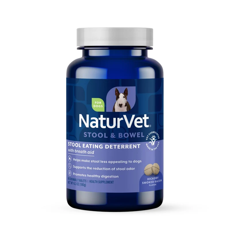NaturVet – Dissuadeur Coprophagie et Aide à l’Haleine pour Chiens | Comprimés à Mâcher 60