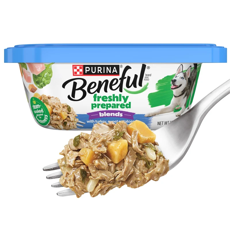 Beneful Mélanges Fraîchement Préparés – Nourriture humide pour chien (dinde, patates douces, riz brun et épinards) – Lot de 8 pots 283 g
