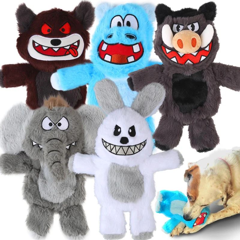 Bzonsmart – Coffret 5 Jouets Chien Sifflants et Peluche, Résistants et Interactifs