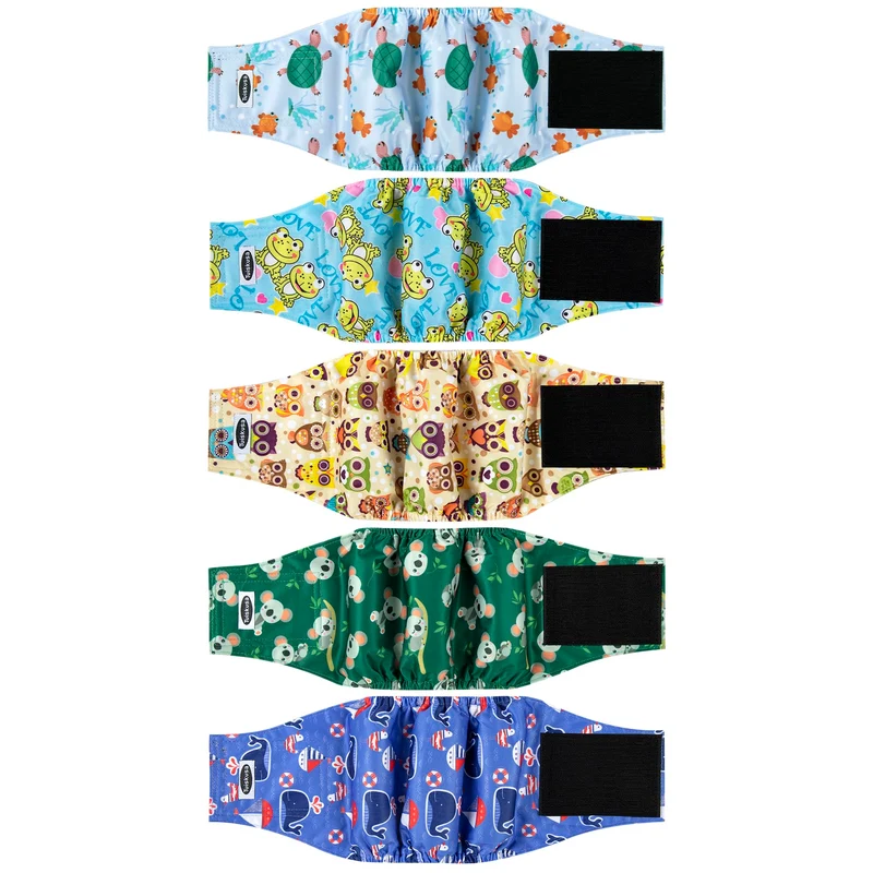 Tuiskusa Couches pour Chien Mâle — Bandes abdominales lavables et réutilisables (Pack de 5)