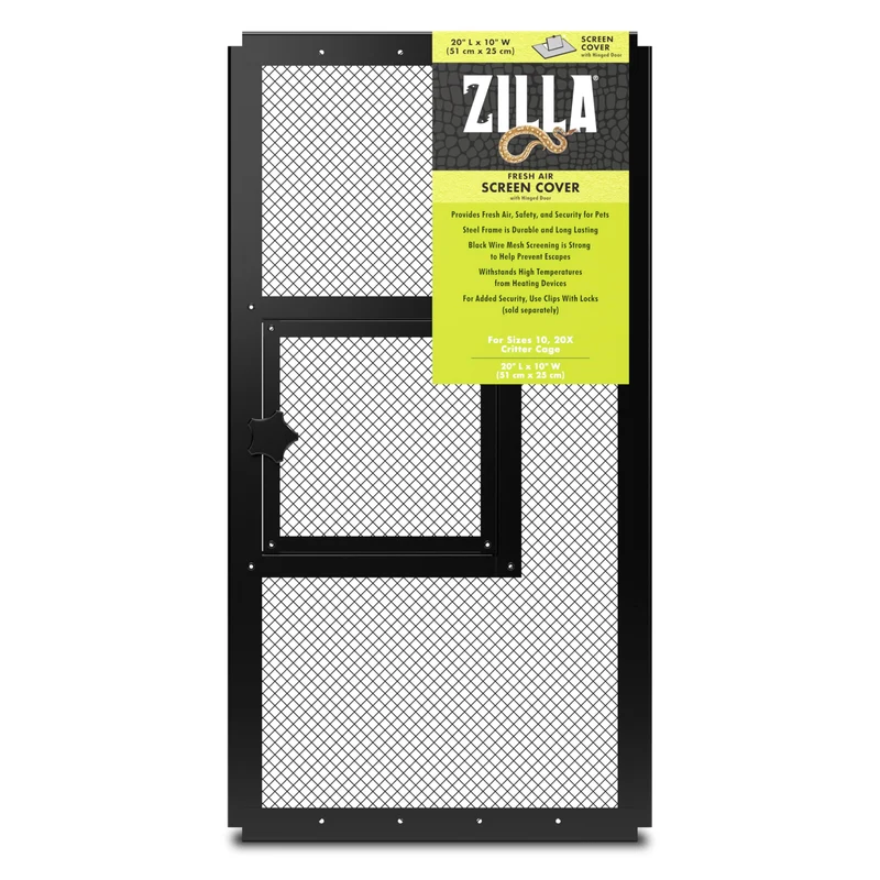 Zilla Pet – Couverture d'aération pour terrarium réptile avec porte pivotante 20 po x 10 po