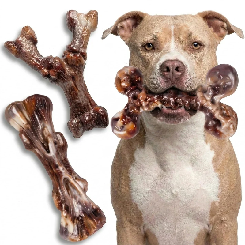 Kseroo Jouets Indestructibles pour Chiens (Pack 3) – Os à Mâcher au Bacon en Nylon