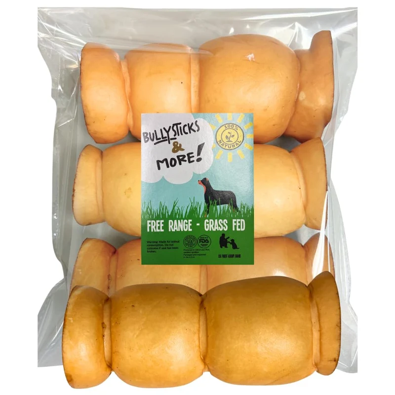 BULLYSTICKS & MORE Rouleaux Joue Boeuf Sans Cuir – Beurre de Cacahuète (3 pièces)
