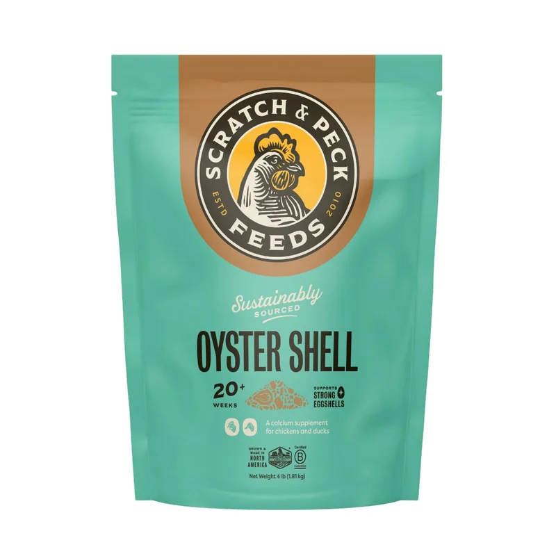 Scratch and Peck Supplément Coquilles d’Huître – Sac 4 lb, Calcium Naturel pour Œufs Solides