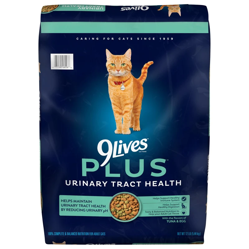9Lives Plus Santé des Voies Urinaires – Croquettes pour Chat Adulte, 12 lb