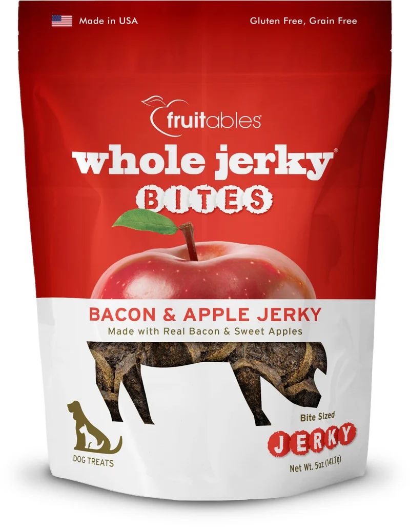 Fruitables Morceaux Jerky Entiers – Saveur Bacon et Pomme pour Chiens, 5 oz, Fabriqué aux États-Unis