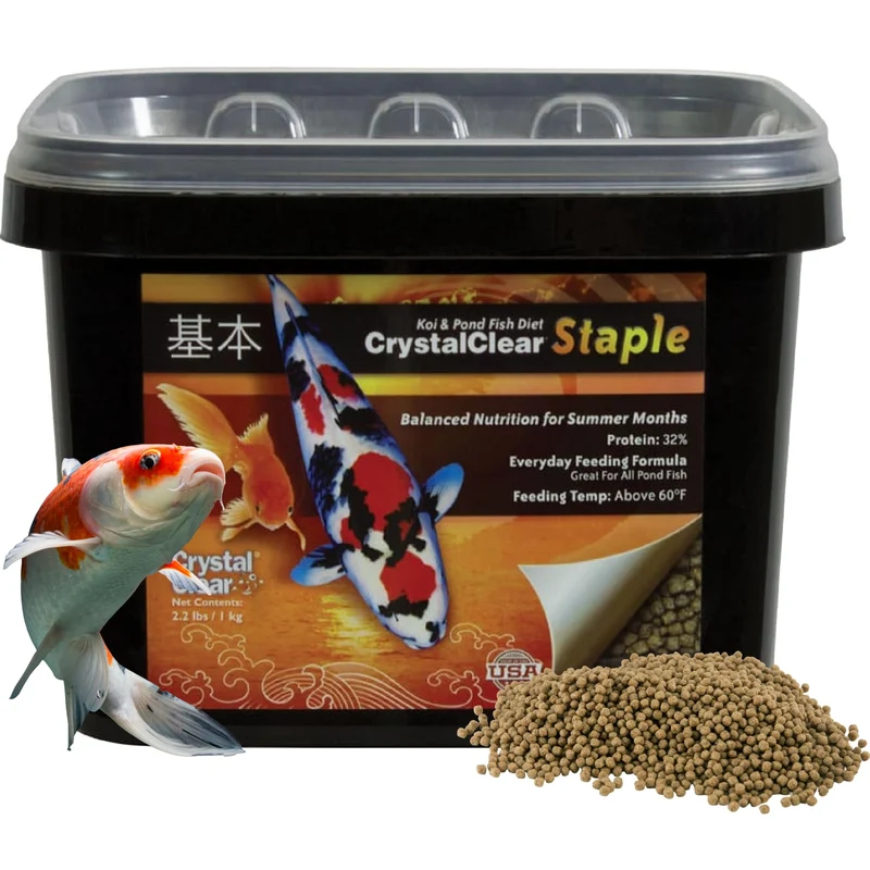 CrystalClear Staple – Nourriture flottante pour koi et poisson rouge, croquettes riches en protéines, digestion facile – sachet de 1 kg