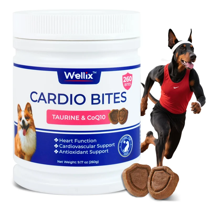 Wellix Cardio Bites – Suppléments Cardiaques pour Chiens (Taurine, CoQ10, Oméga-3) | Santé Cardiaque et Antioxydants