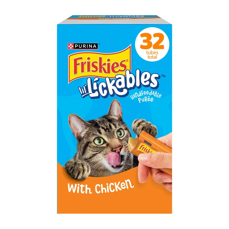 Purina Friskies Lil’ Lickables avec Poulet – Friandises Chat en Tube (16 oz, Pack de 32)