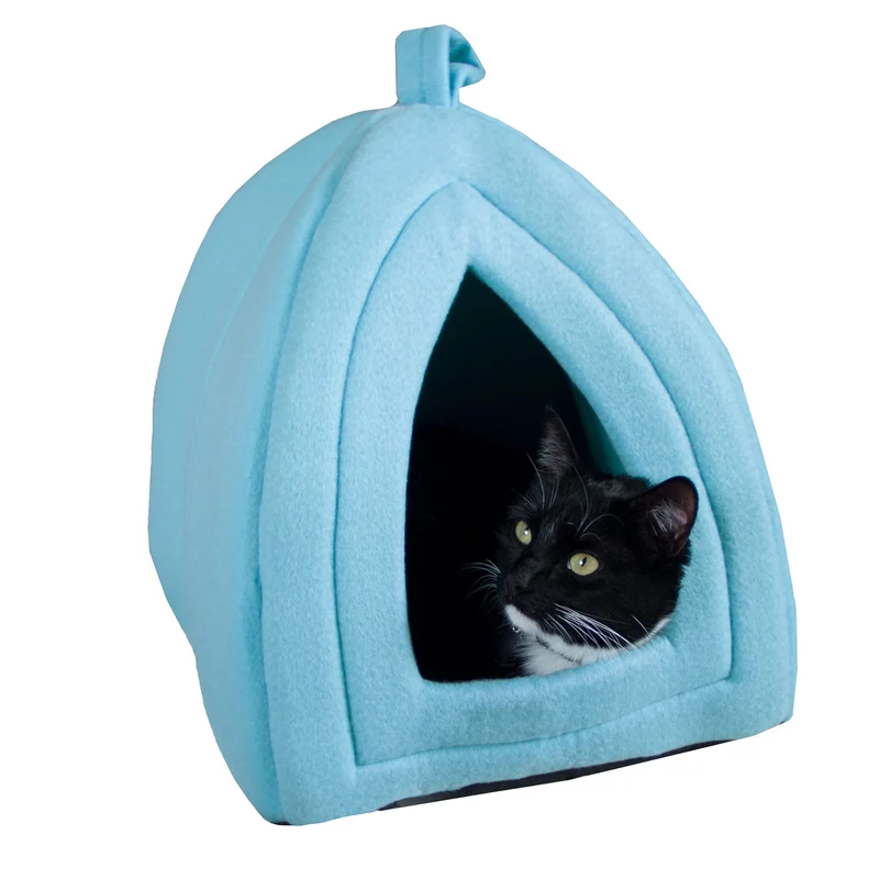 PETMAKER – Maison-chat Teepee Bleu avec Coussin Mousse Amovible