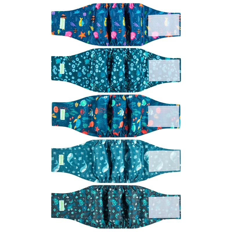 wegreeco Bandes ventrales réutilisables pour chien mâle – taille moyenne/large, marine (lot de 5)