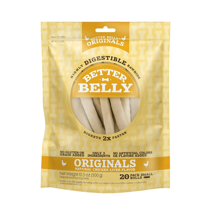 Better Belly Originals Rouleaux Petits au Foie de Poulet – Digestibilité Deux Fois Plus Rapide, Sans Gluten | 20 Pièces