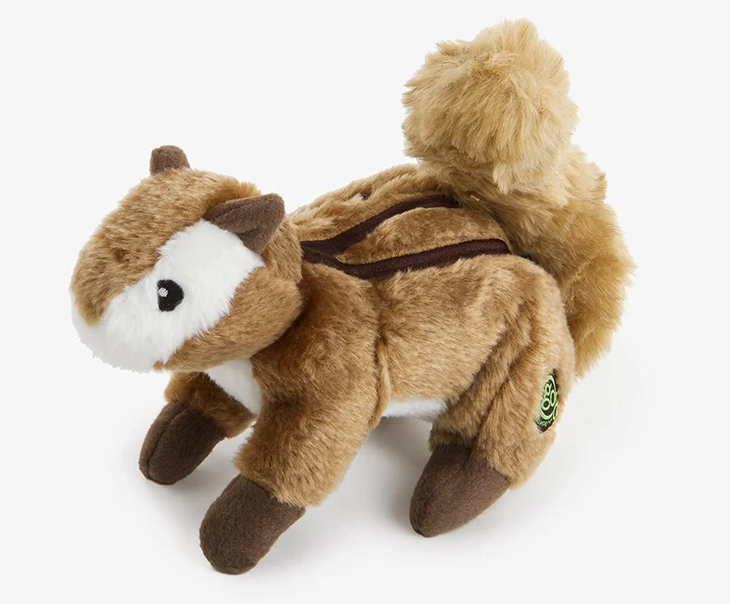 goDog Wildlife Tamia brun Grand — Peluche Sifflet Durable et Coutures Renforcées