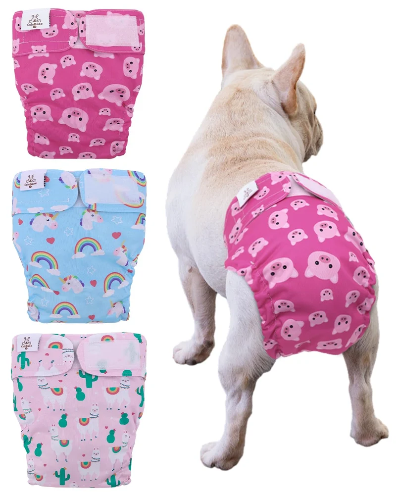 CuteBone Couches Lavables pour Chiens Sans Queue – Pack 3