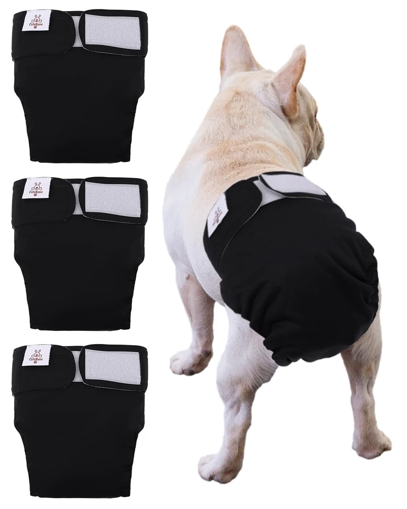 CuteBone Couches lavables pour chien femelle sans trou de queue – Pack de 3 réutilisables