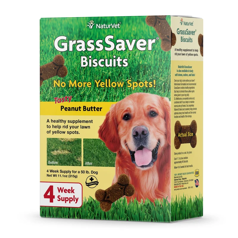 NaturVet GrassSaver – Biscuits pour chiens (11 oz) – Pelouse verte et taches jaunes (DL-Méthionine)