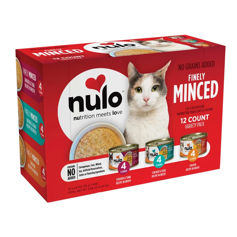 Nulo Finement Haché – Saveurs Variété en Boîte pour Chat, Pack de 12 x 2,8 oz