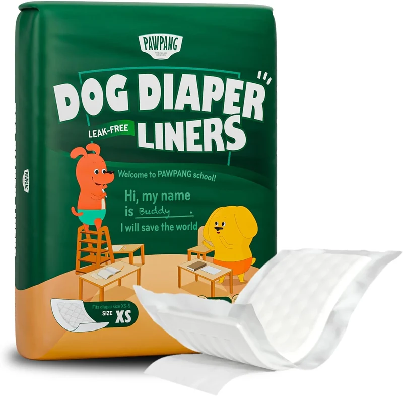 PAWPANG – Liner Absorbants Jetables pour Couches Canines, 100 Pièces, 5 Tailles