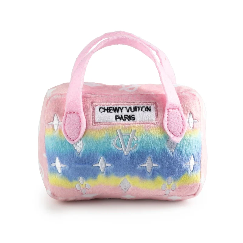 Haute Diggity Dog Sac Chewy Vuiton Ombre Rose – Jouet chien couture, sifflet, lavage machine (Taille Petite)