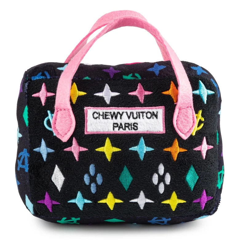 Haute Diggity Dog Sac Noir Monogram Chewy Vuiton — Jouet Chien Plush Parodique et Durable
