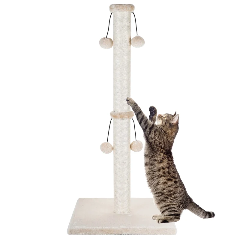 Dimaka Arbre Grattoir Chat 86 cm – Grattoir Grand Chat, Sisal Naturel, Balle Peluche, Beige