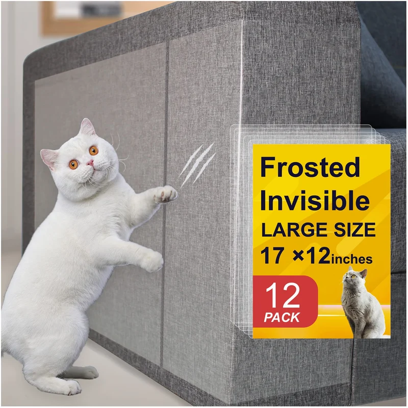 AOUKAR - Film protecteur transparent anti-griffes pour canapé (12 pièces, 30,5 x 43 cm) sans clous ni épingles