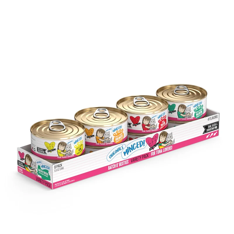Weruva BFF Nourriture humide chat hachée — Pack Variété Batch O Besties, 8 boîtes de 156 g