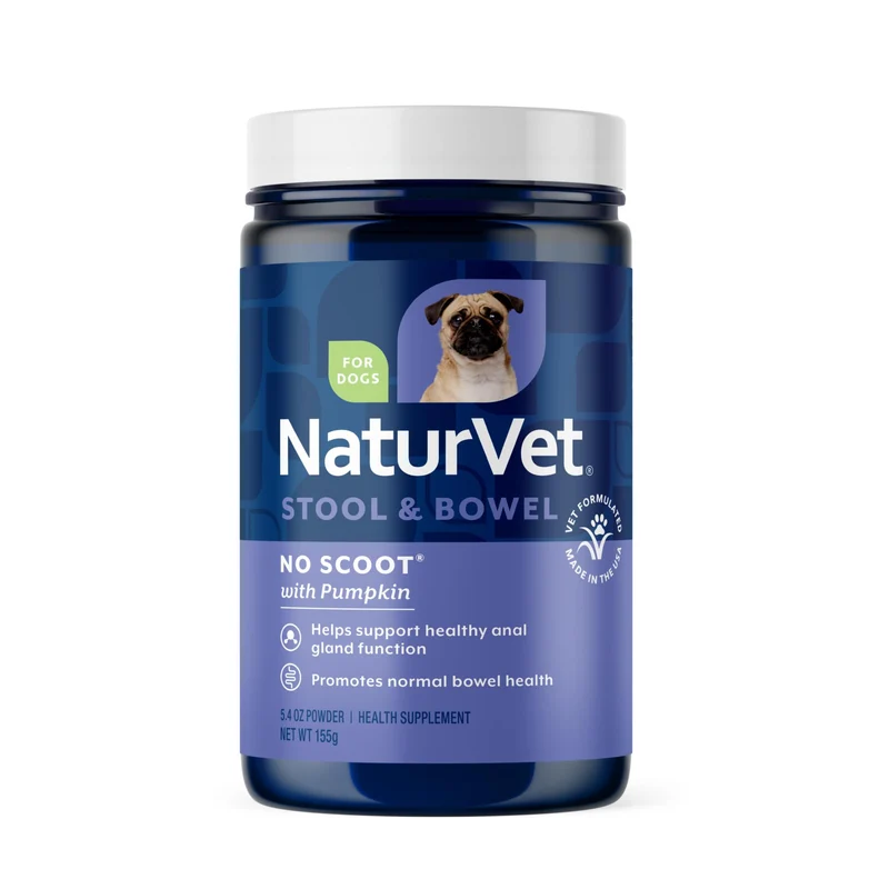 NaturVet - No Scoot pour chiens - Citrouille + pulpe de betterave & psyllium - Soutien des glandes annales et du transit (poudre 5,4 oz)