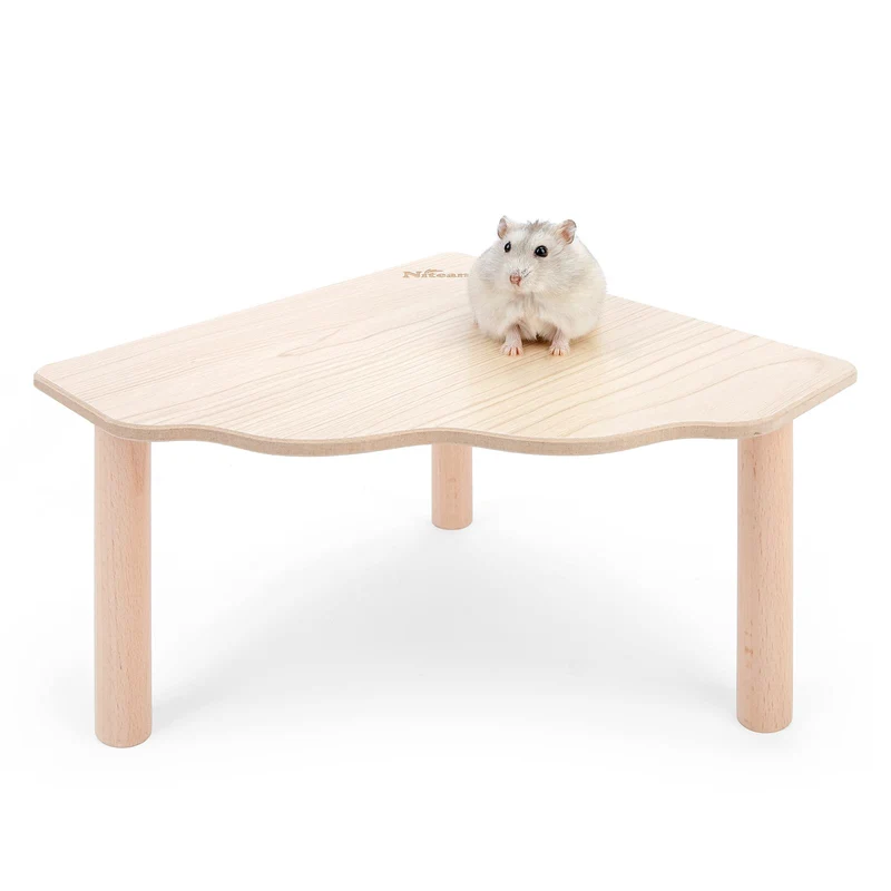 Niteangel – Plateforme de jeu en bois pour hamster et petits rongeurs – Triangle, hauteur environ 12 cm, couleur bois clair