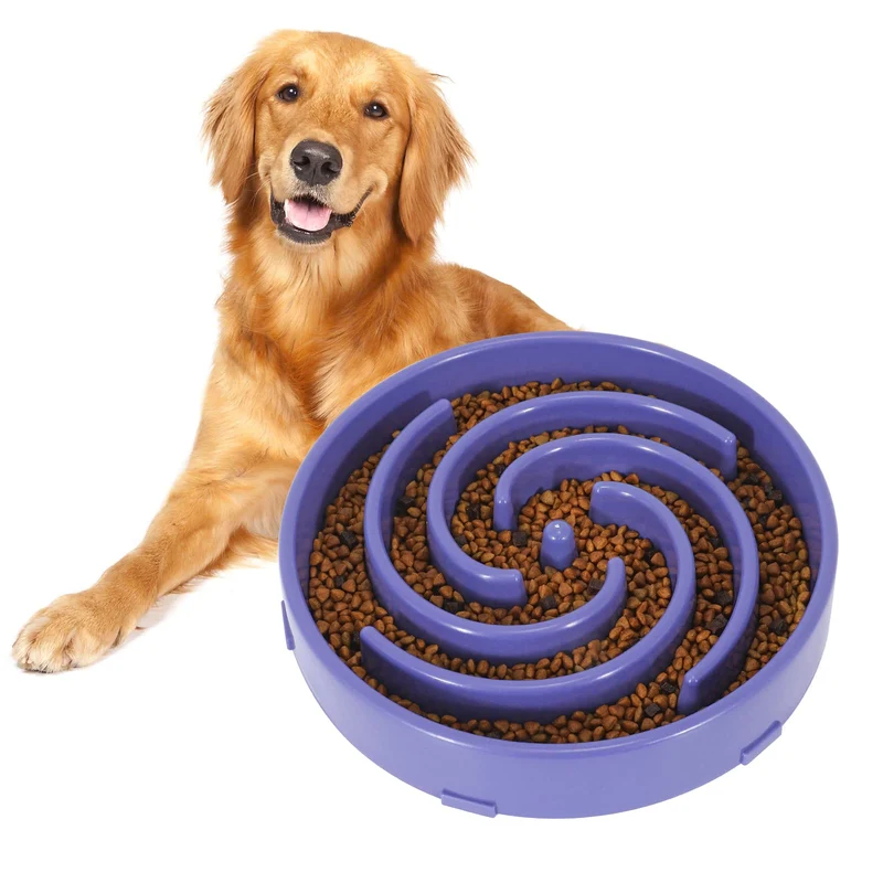 WHIPPY Bol ralentisseur pour chiens — Grand/Moyen, sans glisse, labyrinthe ludique, lavande