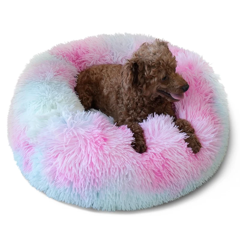 Nononfish Donut Calmant — Lit Rond 19 pouces pour Petits Chiens et Chats, Lavable