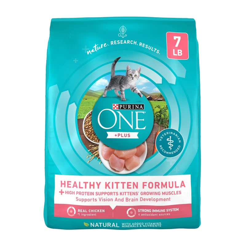 Purina ONE – Croquettes pour chatons à haute protéine +Plus Healthy Kitten Formula, sac de 3,2 kg