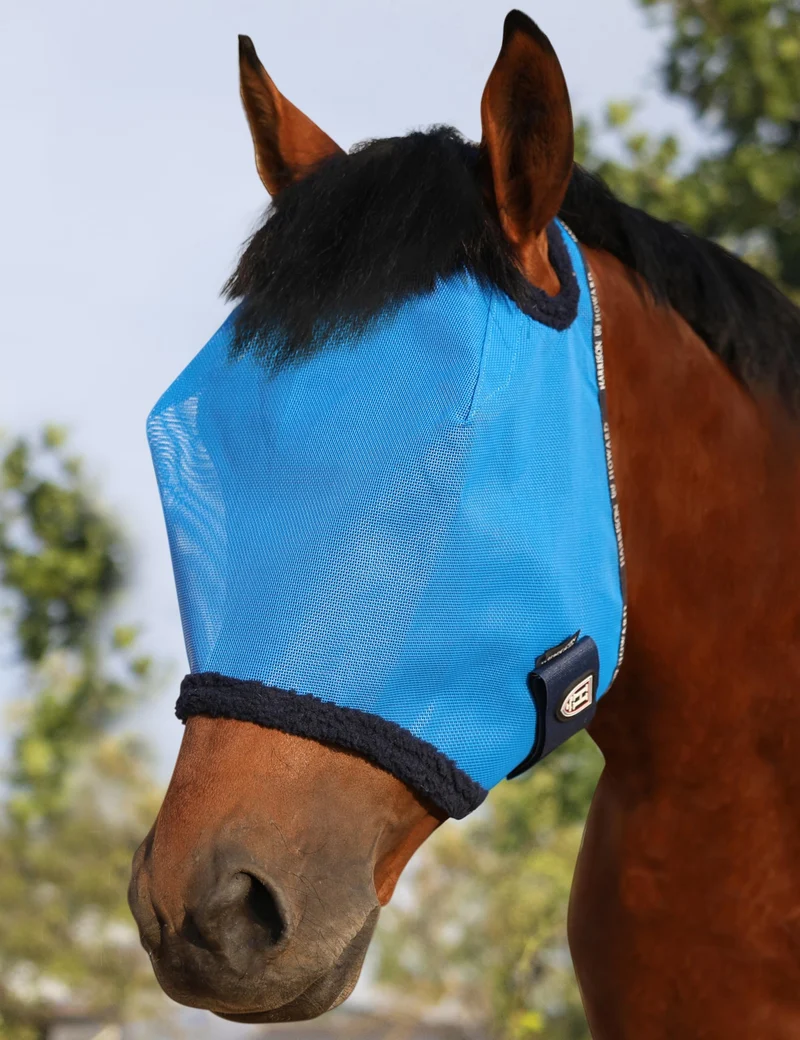 Harrison Howard Masque anti-mouches en maille UV – Rebord peluche bleu ciel, Taille L