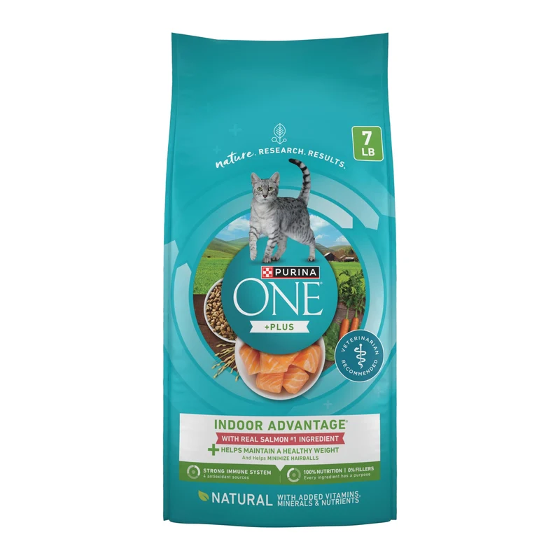Purina ONE Naturel Faible en Gras – Croquettes pour chat d’intérieur à haute teneur en protéines avec saumon réel