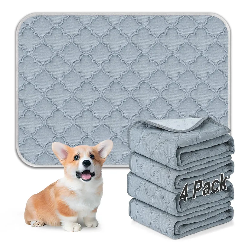 FunFurry Tapis-Pipi Lavables pour Chiens – Lot de 4, Imperméables et Absorbants (Gris Clair, 18 x 24 pouces)