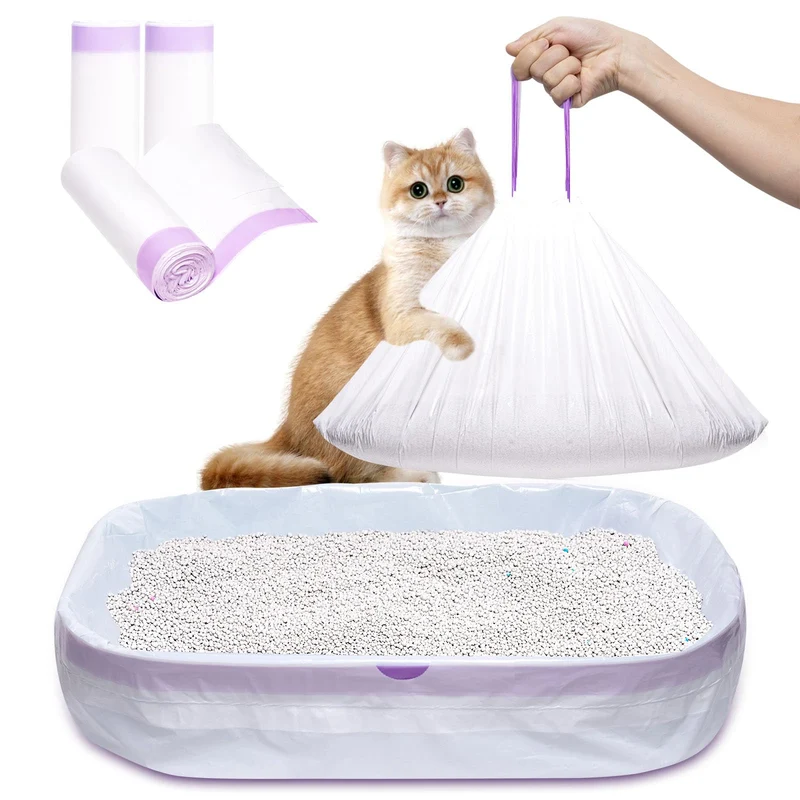Elzrghs Sacs de Litière XXL pour Bac – Lot de 30, 36x16 po, Tirette, Extra-Épais