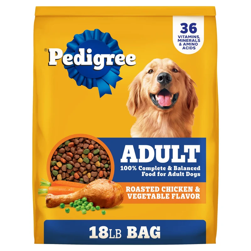 Pedigree Croquettes pour Chien Adulte – Nutrition Complète, Saveur Poulet Rôti et Légumes, Sac 8 kg
