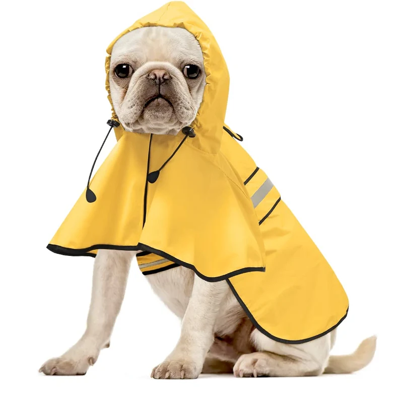 Ezierfy Impermeable Chien Reflechissant - Manteau Pluie Ajustable et Léger (Jaune, Tailles S à XL)