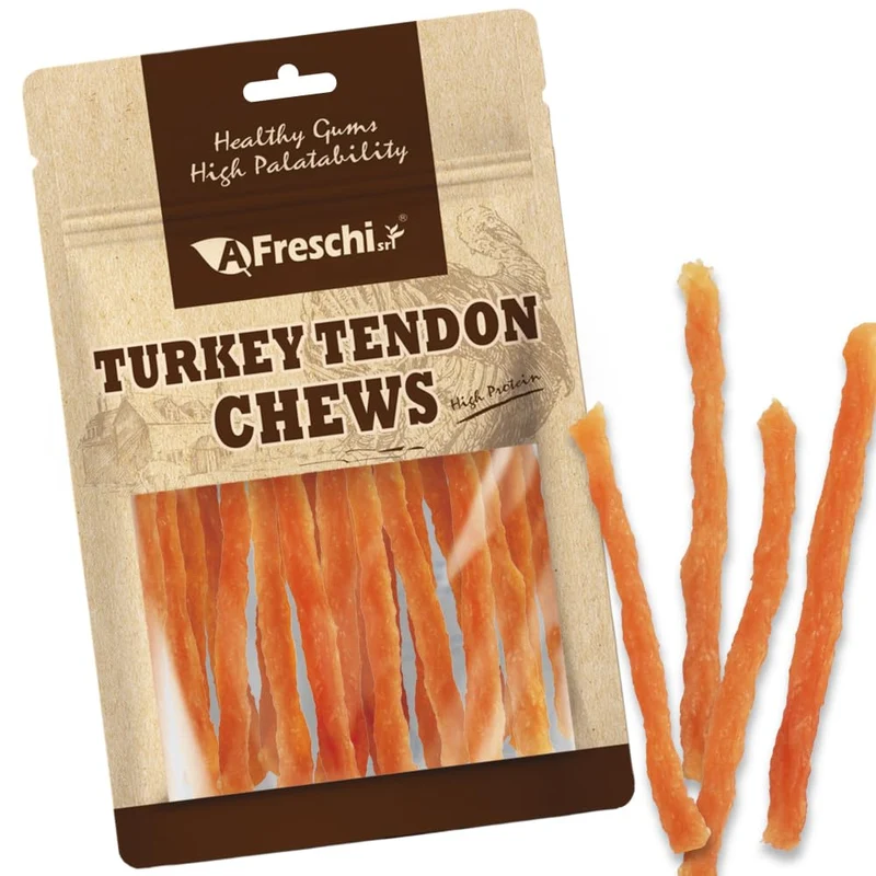 A Freschi srl Tendons de Dinde pour Chiens – Sans Rawhide, Hypoallergéniques, Naturels, 3,5 oz, États‑Unis