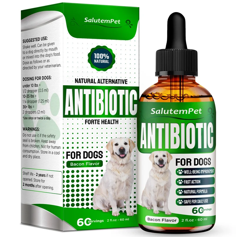 Antibiotiques Naturels pour Chiens et Chiots | SalutemPet | Goût Bacon | 2 oz