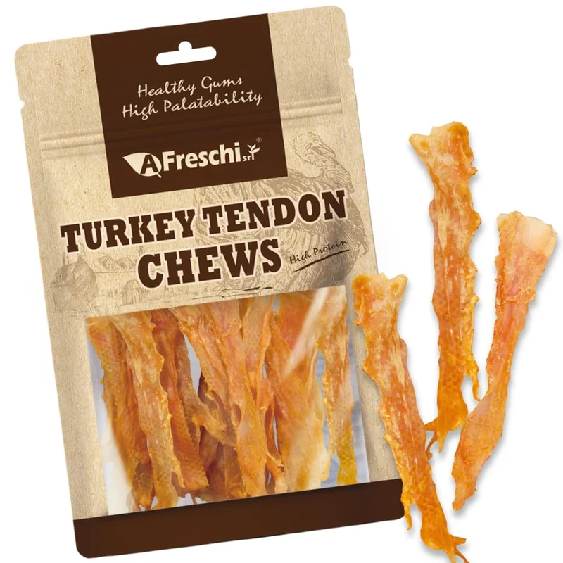 A Freschi srl – Tendons de Dinde pour Chiens, Provenance États‑Unis, Friandises Saines Sans Cuir Brut, 3,5 onces