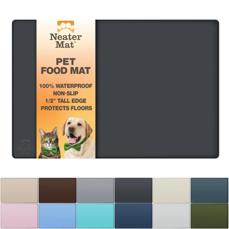 Neater Mat – Tapis pour gamelles en silicone imperméable 19” x 12” – Noir
