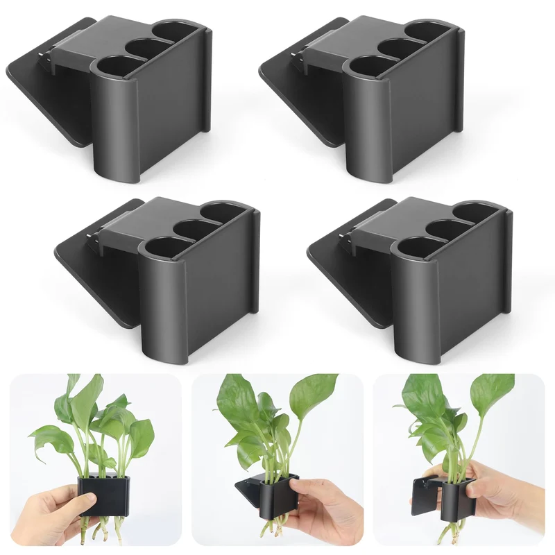 Roetelo Porte-Plante Aquatique à 3 Trous – Version Améliorée Noire, Lot de 4 Pièces